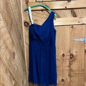 Elegant One-Shoulder Blue Dress